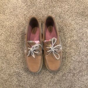 Sperry Topsider Bluefish Linen/Pink Plaid Size 8.5